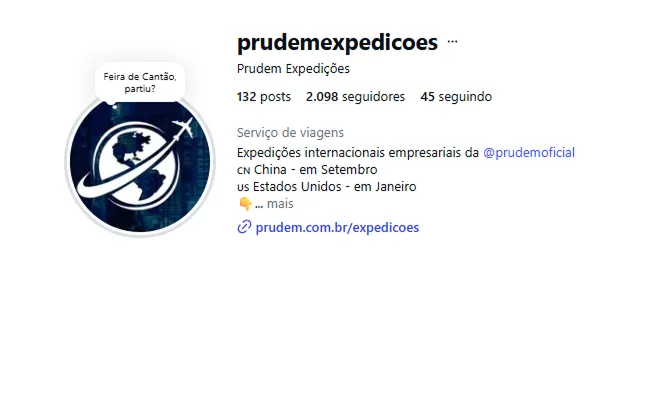 Perfil do Instagram Prudem Expedições